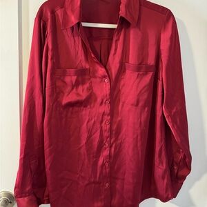 Express Deep Red Button Down Shirt